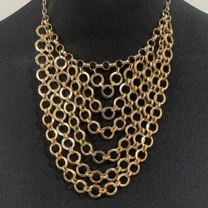 5/$25 18” 6-Strand Nested Gold Tone Bib Necklace